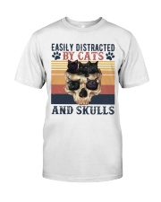 Easily Distracted By Cat And Skull Classic T-Shirt front