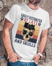 Easily Distracted By Cat And Skull Classic T-Shirt lifestyle-mens-crewneck-front-4