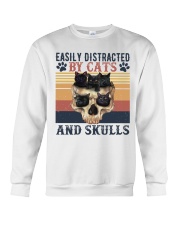 Easily Distracted By Cat And Skull Crewneck Sweatshirt tile