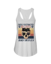 Easily Distracted By Cat And Skull Ladies Flowy Tank tile