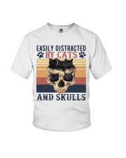 Easily Distracted By Cat And Skull Youth T-Shirt tile