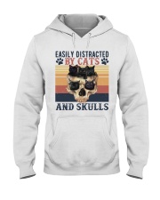 Easily Distracted By Cat And Skull Hooded Sweatshirt tile