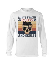 Easily Distracted By Cat And Skull Long Sleeve Tee tile