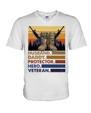 Husband Daddy Protector Hero Veteran V-Neck T-Shirt tile