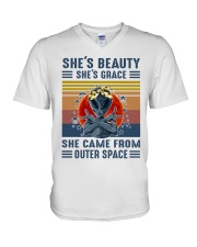 She's Beauty She's Grace She Came From Outer Space V-Neck T-Shirt tile
