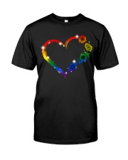 Flag Heart Icon Sun Flower Classic T-Shirt front