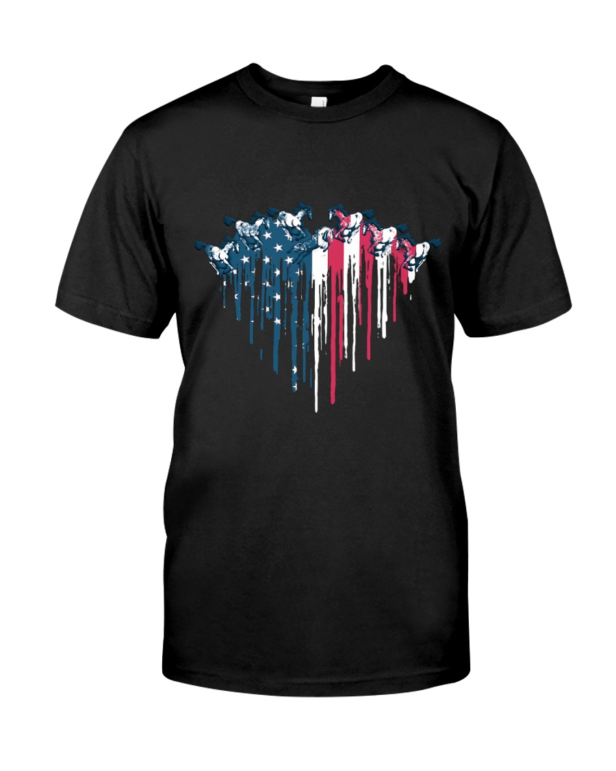 Horse Racing In Heart Flag Classic T-Shirt