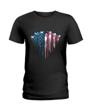 Horse Racing In Heart Flag Ladies T-Shirt thumbnail