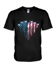 Horse Racing In Heart Flag V-Neck T-Shirt thumbnail