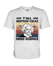 Y'All Mothafuckas Need Science V-Neck T-Shirt tile