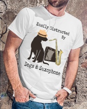 Easily Distracted By Dogs and Saxophone Classic T-Shirt lifestyle-mens-crewneck-front-4