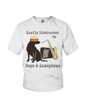 Easily Distracted By Dogs and Saxophone Youth T-Shirt tile