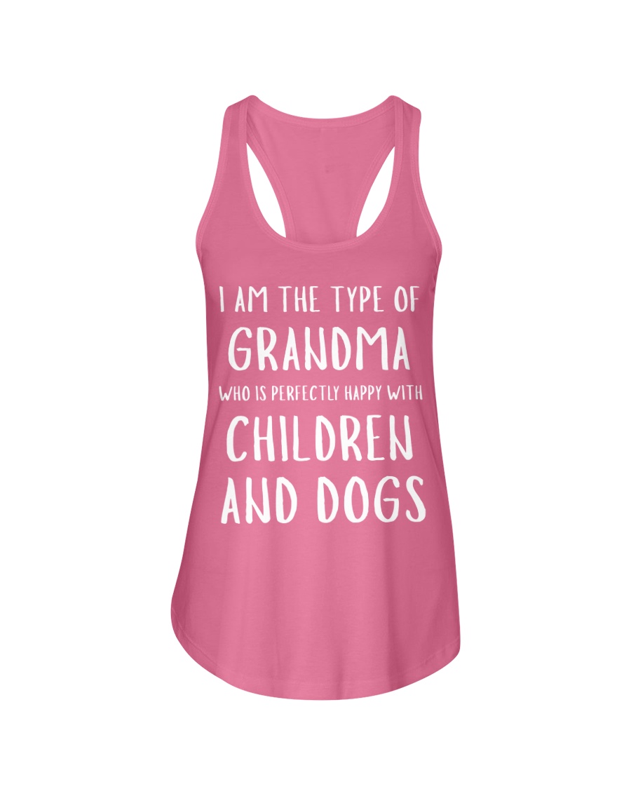 Happy Grandma With Children and Dogs Ladies Flowy Tank