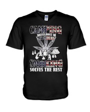 Camping-Smoking Flag V-Neck T-Shirt thumbnail