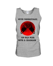 Never Underestimate An Old Man With A Chainsaw Unisex Tank tile