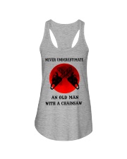 Never Underestimate An Old Man With A Chainsaw Ladies Flowy Tank tile