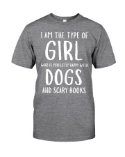 Dogs and Scary Books Girl Classic T-Shirt thumbnail