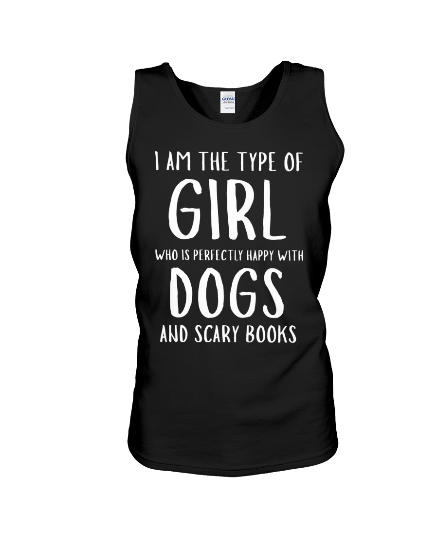 Dogs and Scary Books Girl Unisex Tank