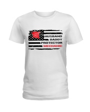 Husband Daddy Protector Mechanic Ladies T-Shirt tile