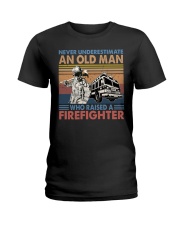 Never Underestimate An Old Man Ladies T-Shirt tile