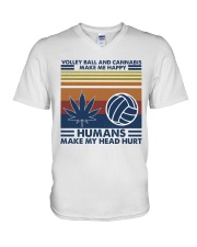 Volleyball Cannabis Make Me Happy V-Neck T-Shirt tile