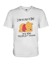 I Like To Stay In Bed V-Neck T-Shirt tile