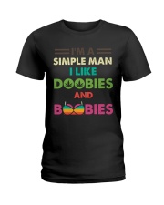 Simple Man Love Doobies And Boobies Ladies T-Shirt tile