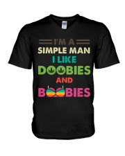 Simple Man Love Doobies And Boobies V-Neck T-Shirt tile