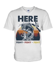 Here Fishy Fishy Fishy V-Neck T-Shirt tile