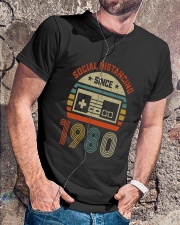 Vintage Social Distancing Since 1980 Classic T-Shirt lifestyle-mens-crewneck-front-4