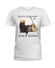 Easily Distracted By Cats And Guitar Ladies T-Shirt tile