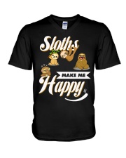 Sloths Make Me Happy V-Neck T-Shirt thumbnail