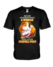 Never Underestimate A Woman Who Loves Guinea Pigs V-Neck T-Shirt thumbnail