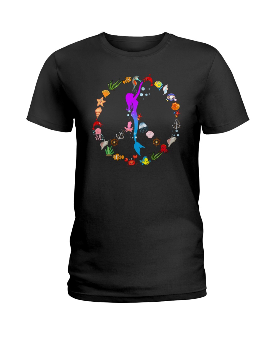 Peace Love And Mermaid Ladies T-Shirt