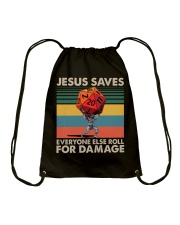 Jesus Saves Everyone Else Roll For Damage Drawstring Bag tile
