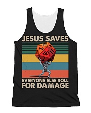 Jesus Saves Everyone Else Roll For Damage All-Over Unisex Tank tile