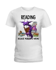 Reading Because Murder is Wrong Ladies T-Shirt tile