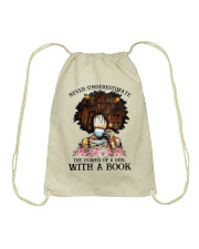 Never Underestimate Girl and Book Drawstring Bag tile