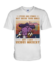 Sticks And Stones May Break Your Bones Bl V-Neck T-Shirt tile