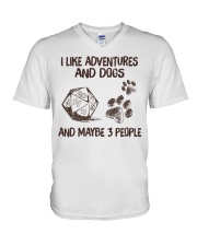 I Like Adventures and Dogs and Maybe 3 People V-Neck T-Shirt tile