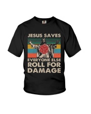 Jesus Saves Everyone Else Roll For Damage Youth T-Shirt tile