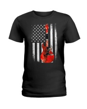 Bass Guitar American Flag USA Patriot Ladies T-Shirt thumbnail