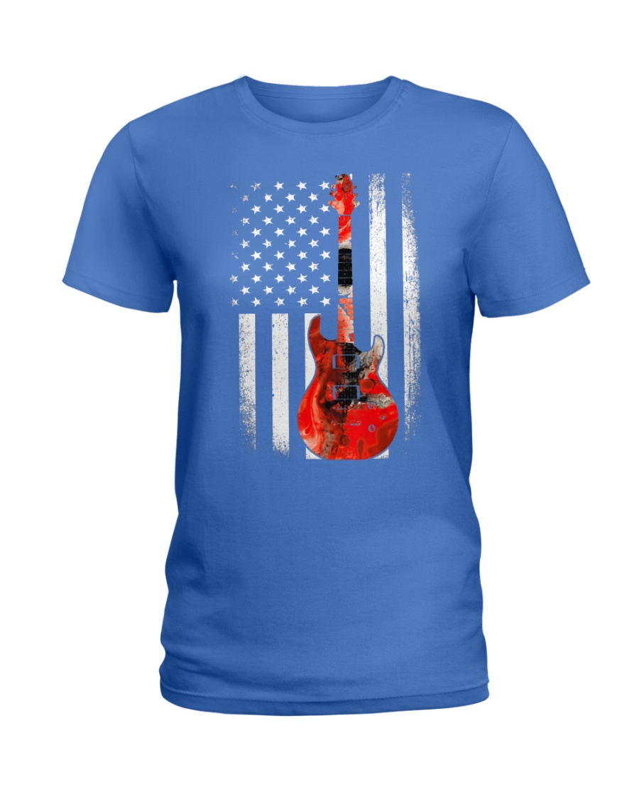 Bass Guitar American Flag USA Patriot Ladies T-Shirt