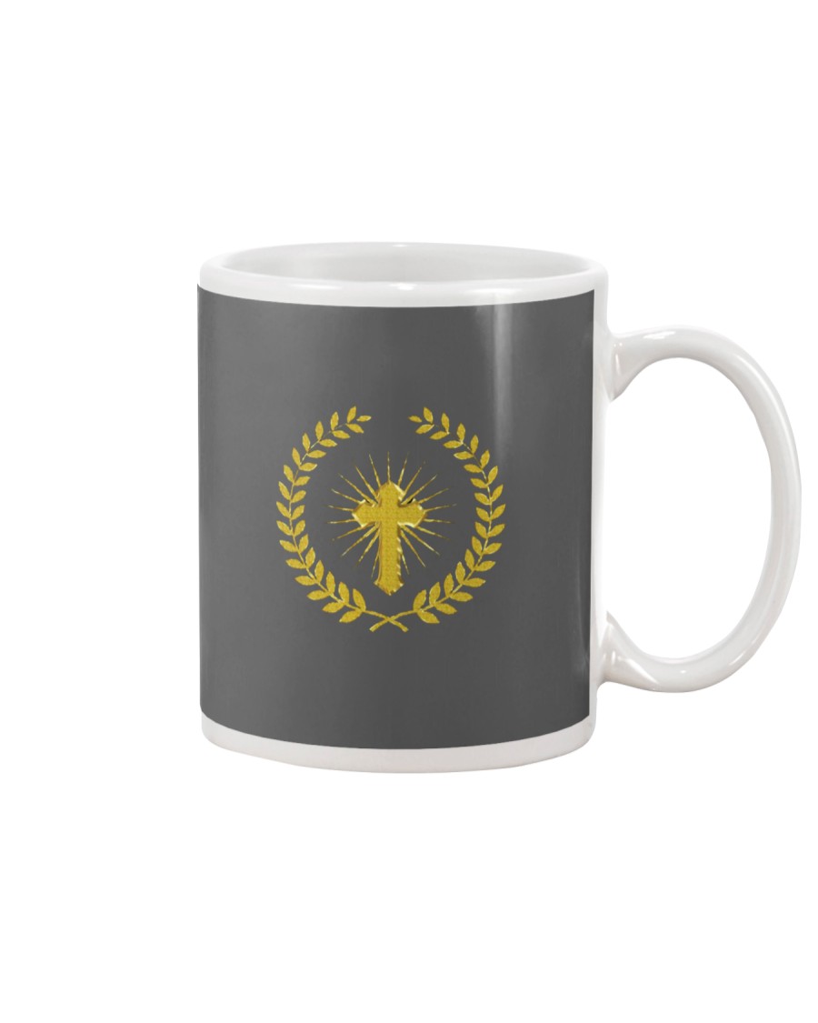 Gold cross Laure wreath frame Face Mask Mug