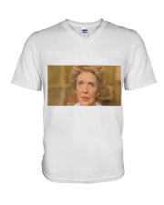 I smoked crack with Nancy Reagan V-Neck T-Shirt tile