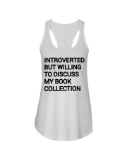 Introverted but willing to discuss my book collection Ladies Flowy Tank tile
