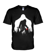 Bigfoot Disc golf in the forest V-Neck T-Shirt thumbnail