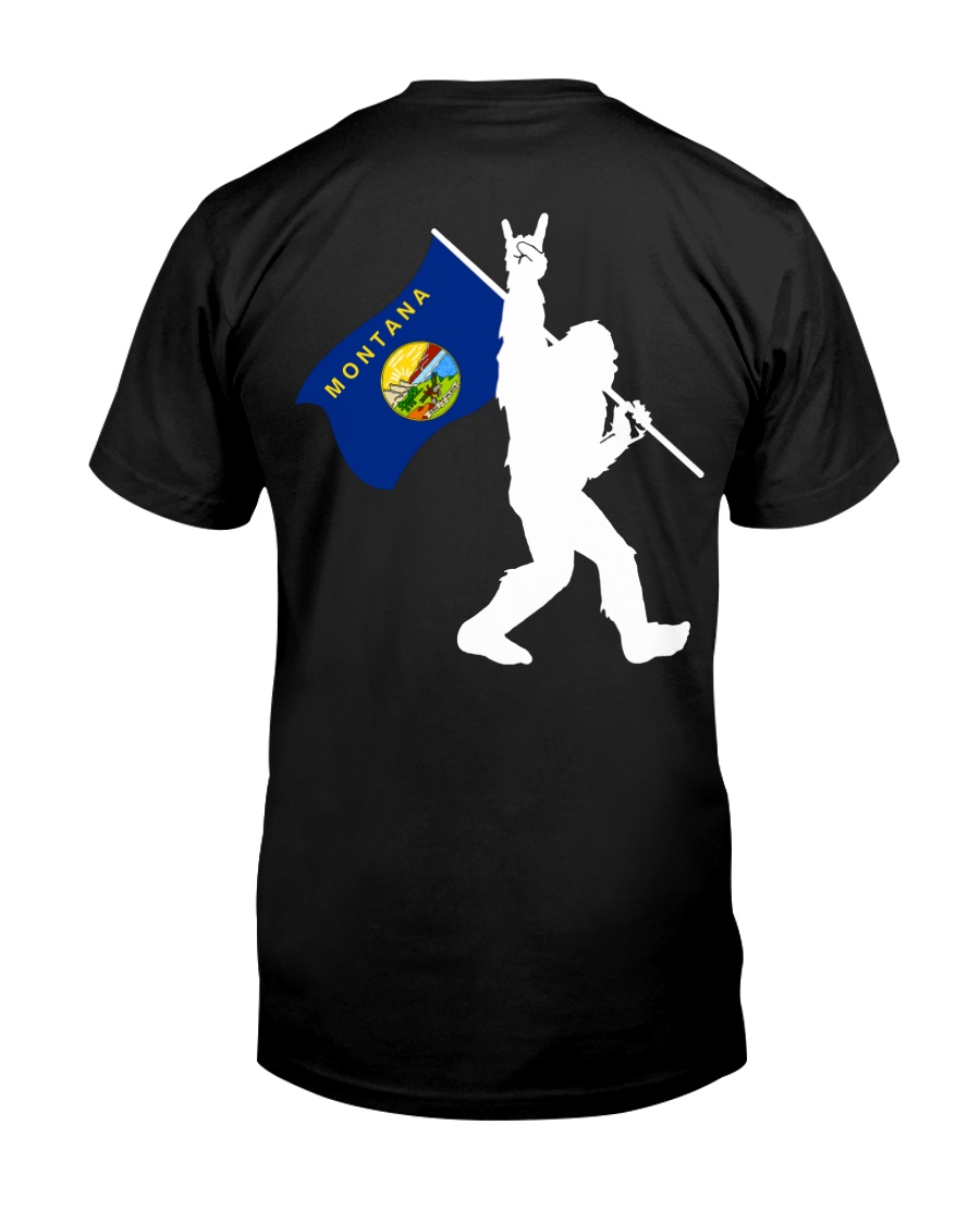 Bigfoot rock and roll Montana flag - Back side Classic T-Shirt