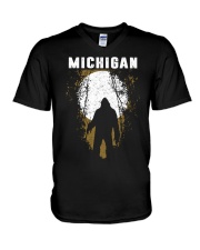 Michigan Bigfoot under the moon V-Neck T-Shirt thumbnail