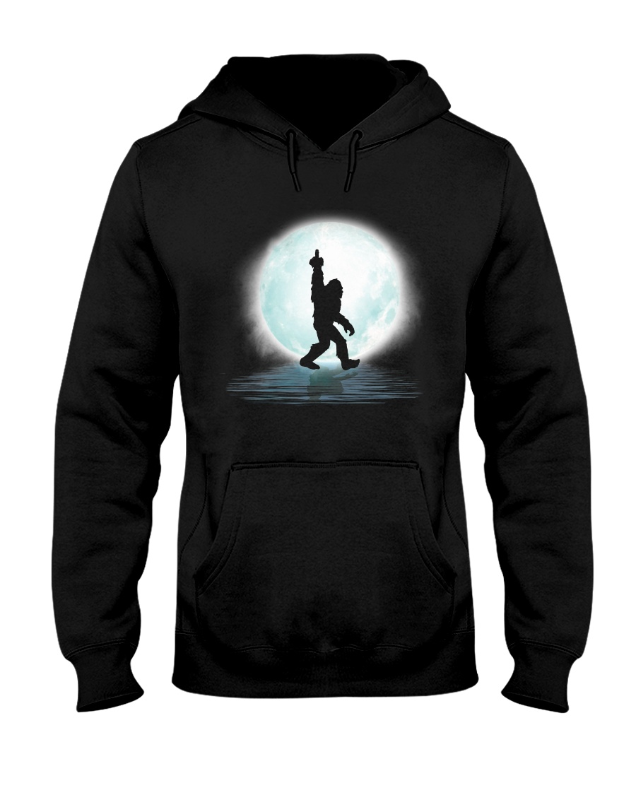 Bigfoot middle finger under moon Hooded Sweatshirt